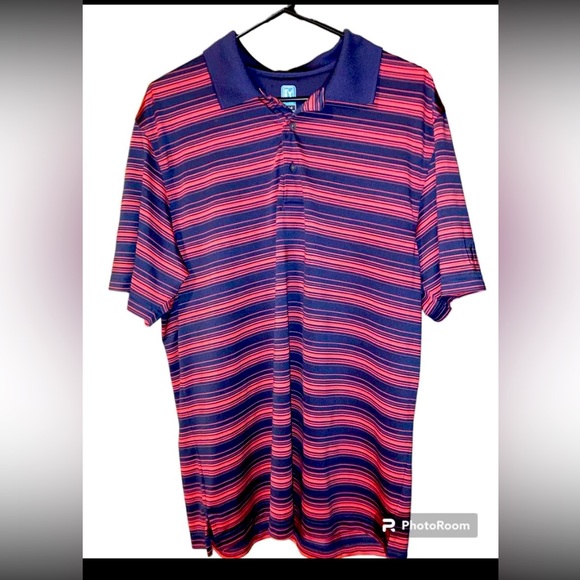 Men’s PGA Tour Polo golf shirt size L Navy/Red color - Picture 1 of 4